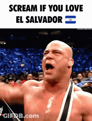 Shirtless Wrestler Scream If You Love El Salvador GIF