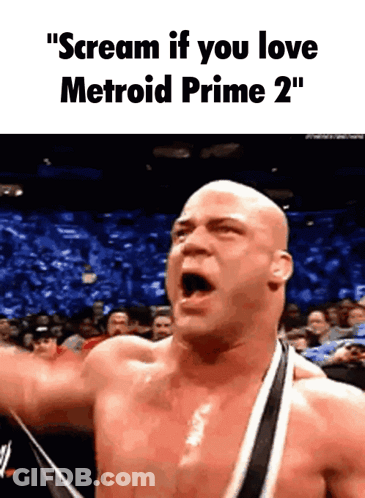 Shirtless Wrestler Screaming Scream If You Love Metroid Prime 2 GIF
