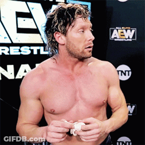 Shirtless Wrestler With AEW Sign GIF