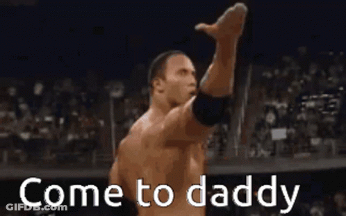 Shirtless Wrestler With Arm Raised Saying Come To Daddy GIF