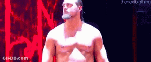 Shirtless Wrestler With Beard Before Crowd GIF