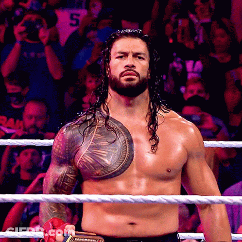 Shirtless Wrestler With Chest Tattoo In Rope Ring GIF