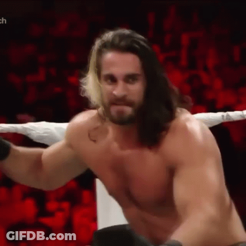 Shirtless Wrestler With Long Hair And Beard In Ring GIF