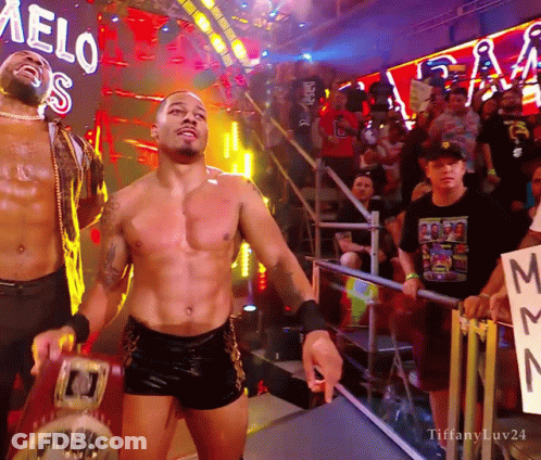 Shirtless Wrestler With Tiffany Luv24 Sign GIF