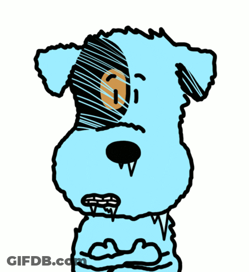 Shivering Blue Dog Hugging Itself GIF
