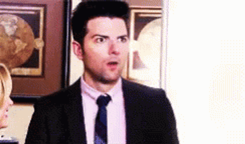 Shocked Adam Scott GIF