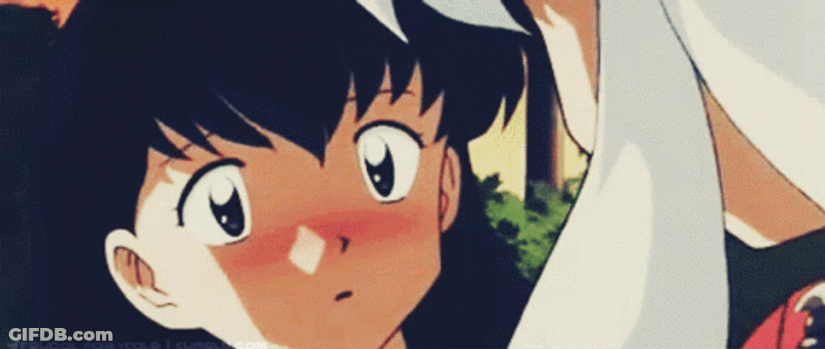 Shocked Blushing Kagome And Inuyasha GIF