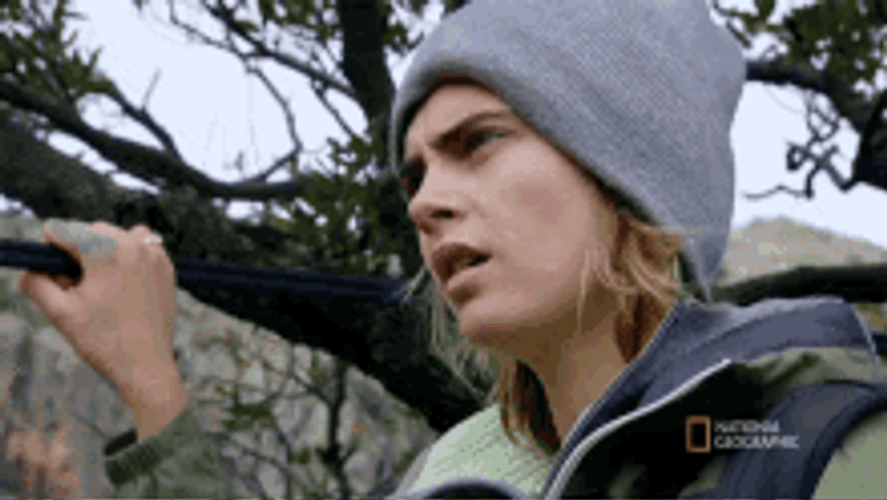 Shocked Cara Delevingne Bear Grylls GIF