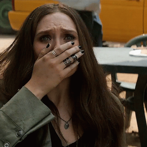 Shocked Elizabeth Olsen GIF