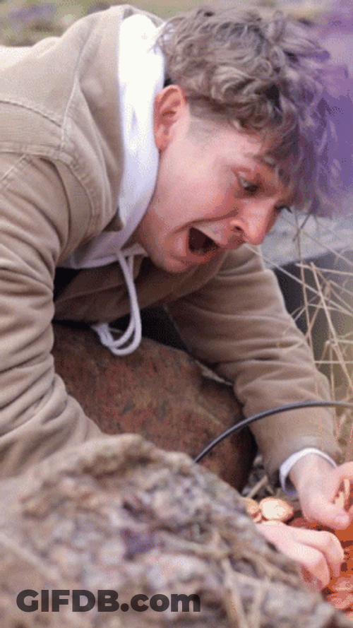 Shocked Guy Found Pot Of Gold GIF