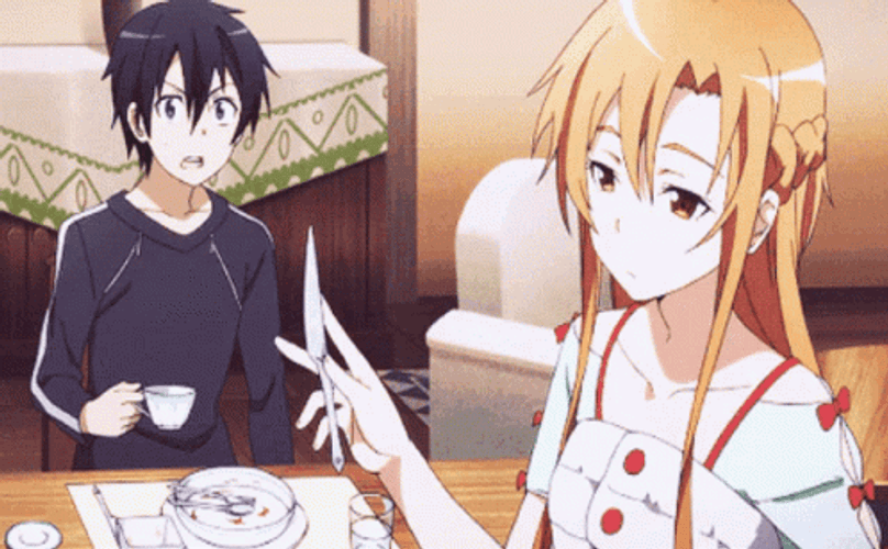 Shocked Kirito On Asuna's Skills GIF