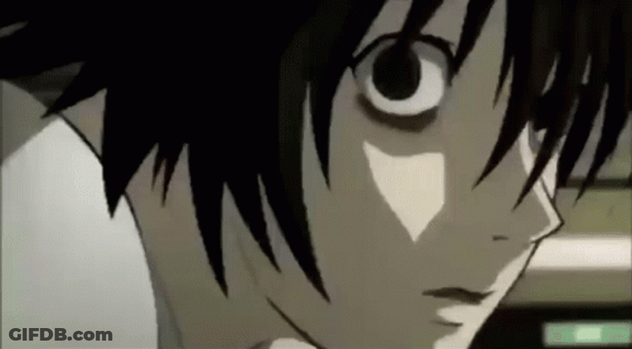 Shocked L Death Note GIF