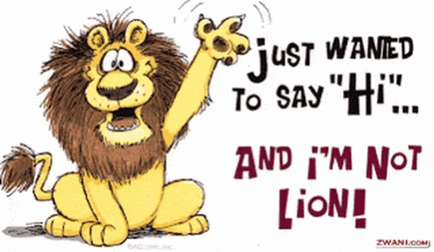 Shocked Lion Just Saying Hi GIF