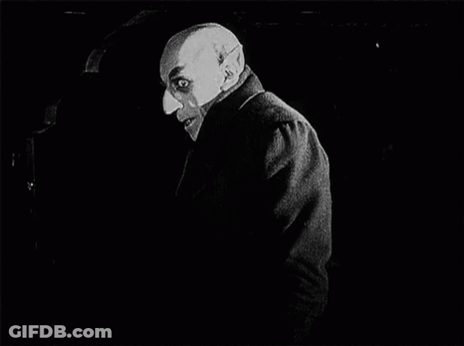 Shocked Nosferatu Turning Back GIF