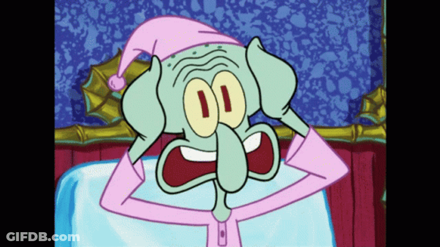 Shocked Squidward Tentacles In Sleepwear GIF