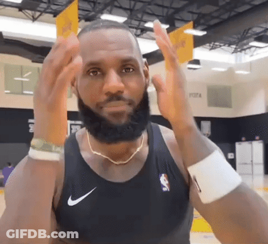 Shocked Touching Face Lebron Missing Dunk GIF