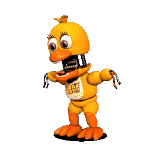 Shocked Withered Chica FNAF World GIF