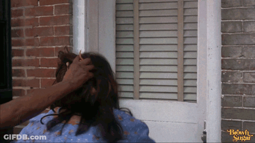 Shocked Woman Pull Hair In Front Door GIF