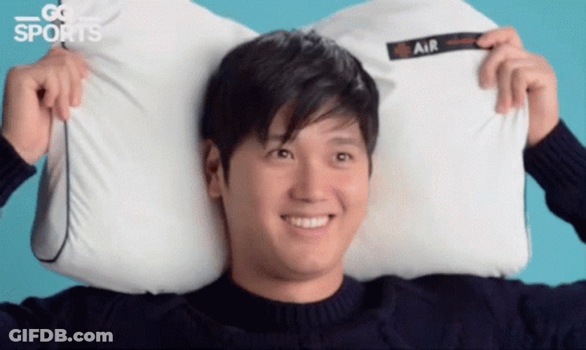Shohei Ohtani Pillow Photoshoot GIF