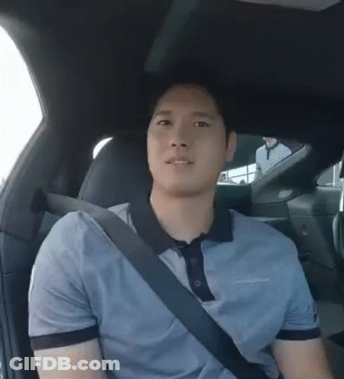 Shohei Ohtani Smiling Inside Car GIF
