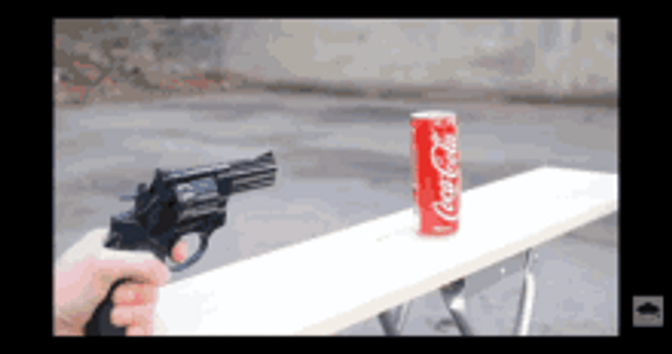 Shooting Coke With Gun GIF
