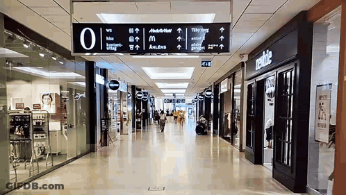 Shopping Mall With Sign Saying 0 GIF