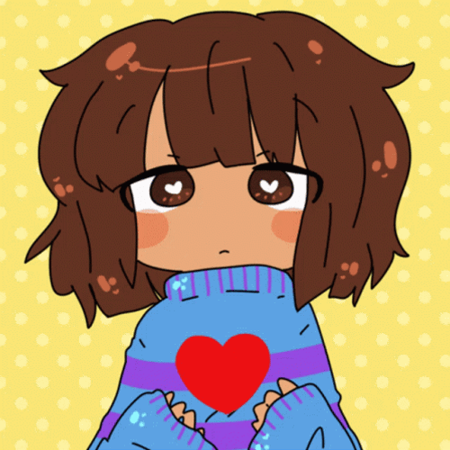 Short Hair Girl Blinking Animated Heart GIF