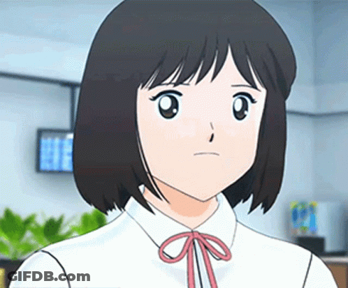 Short-Haired Cartoon Girl White Shirt Red Bow Tie GIF