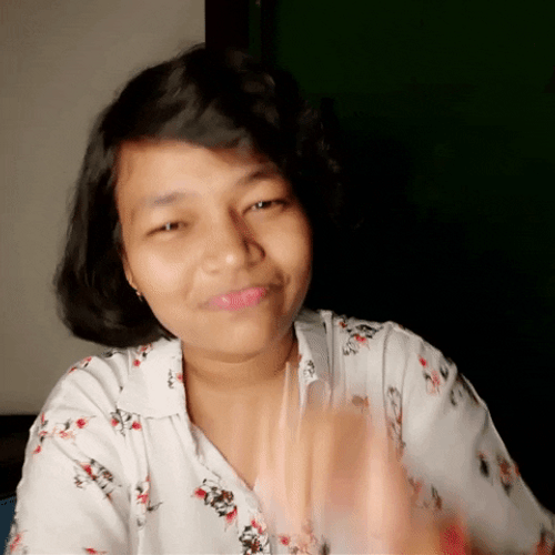 Short Haired Girl Wave And Smile GIF
