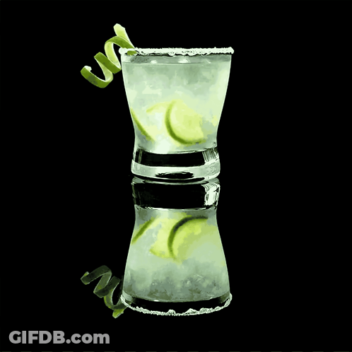 Shot Glass Drink With Ice And Limes GIF