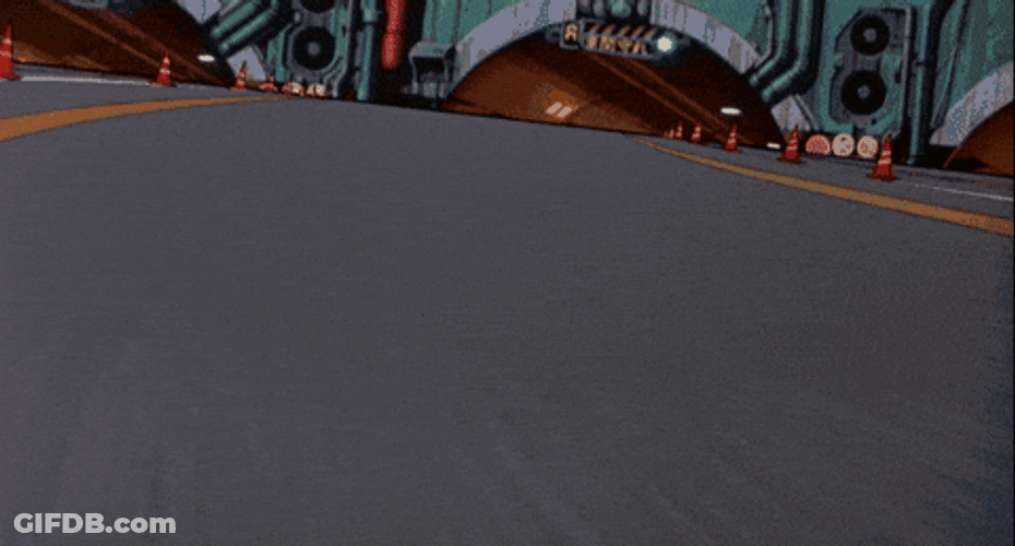 Shotaro Kaneda Akira Slide In Tunnel GIF
