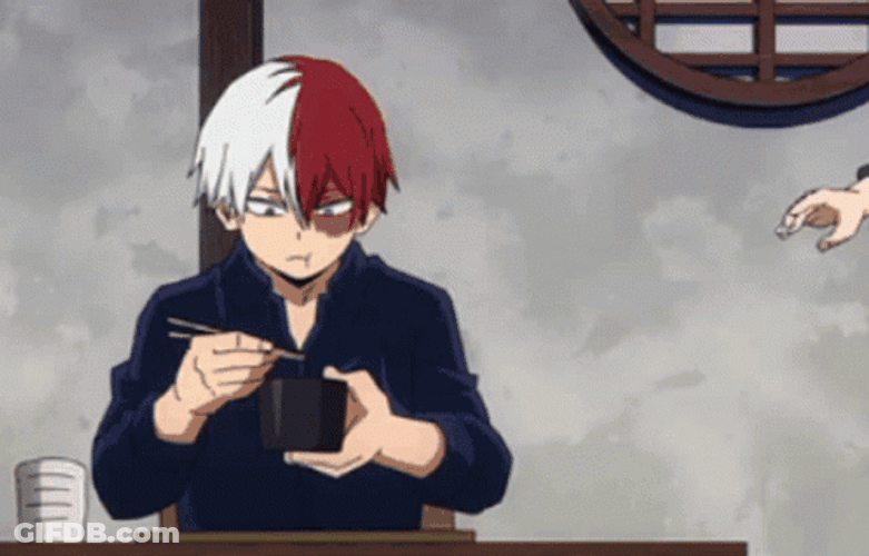 Shoto Todoroki Getting Disturbed Eating GIF