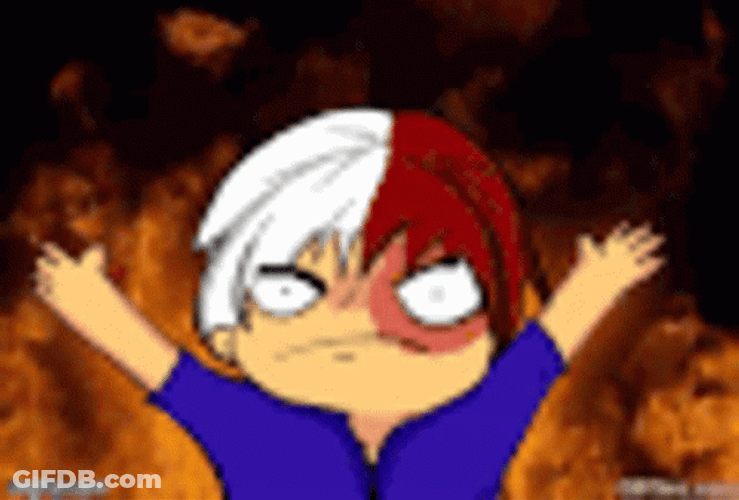 Shoto Todoroki Raising His Hands Illustration GIF