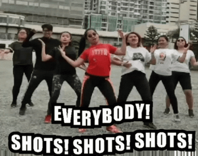 Shots Joyful Group Dancing Together GIF