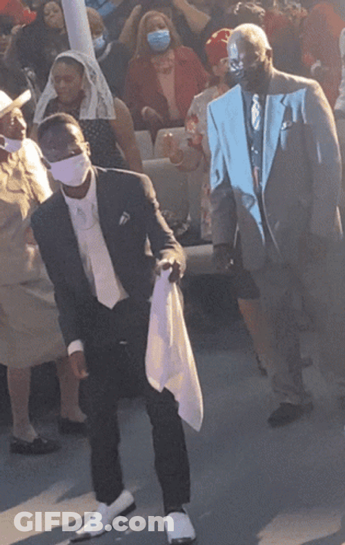 Shouting In Church With Mask Dance Meme GIF