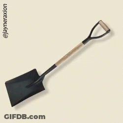 Shovel With Wooden Handle Laying On Word U GIF