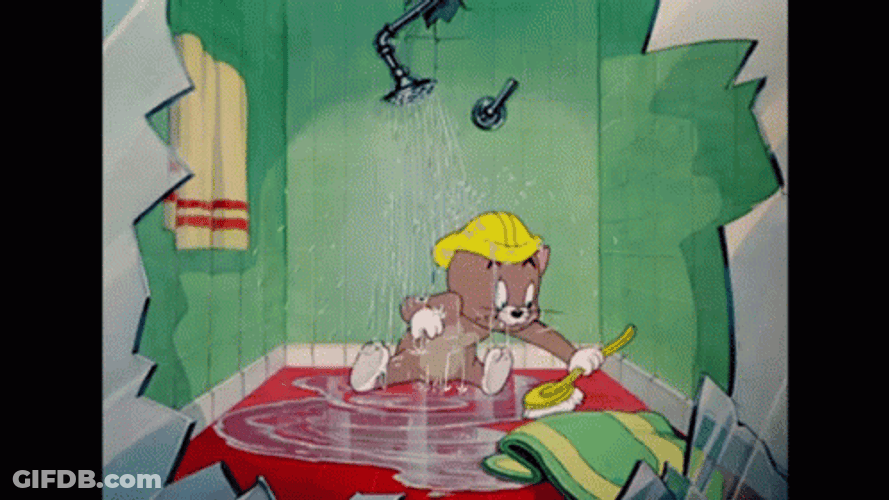 Showering Topsy Cat Tom And Jerry GIF