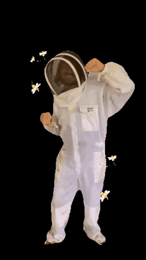Showing Hazmat Suit To Harvest Honeybees GIF