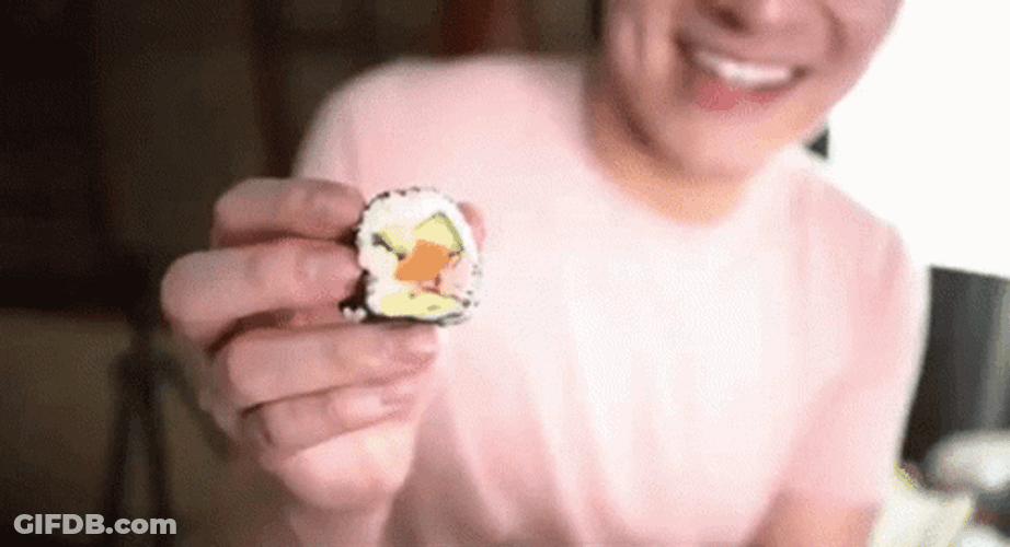 Showing Sushi Off GIF