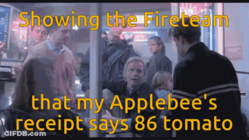 Showing The Fireteam That My Applebee 'S Receipt Says 86 Tomato Movie Clip GIF
