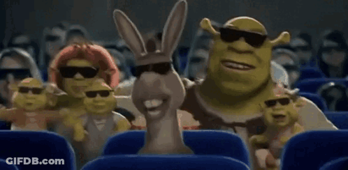 Shrek And Donkey Watching Movie In Theater GIF
