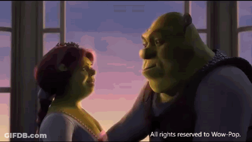 Shrek And Fiona Are Looking At Each Other In A Scene From Shrek 2 GIF