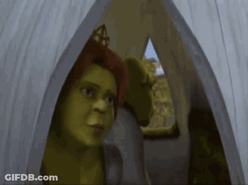 Shrek And Fiona Looking Out Of A Tent Shrek Wearing Crown GIF