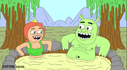Shrek And Woman In A Tub GIF
