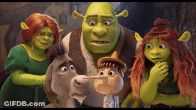 Shrek Characters Including Pinocchio GIF