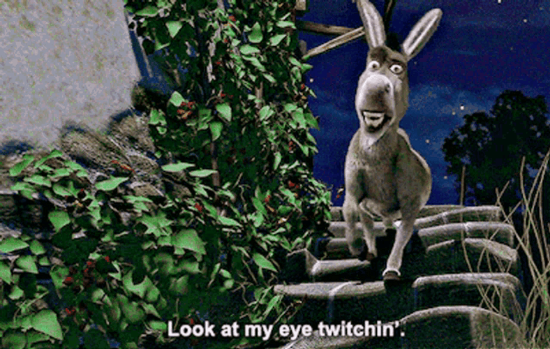 Shrek Donkey Eye Twitching Walking Down Stairs GIF