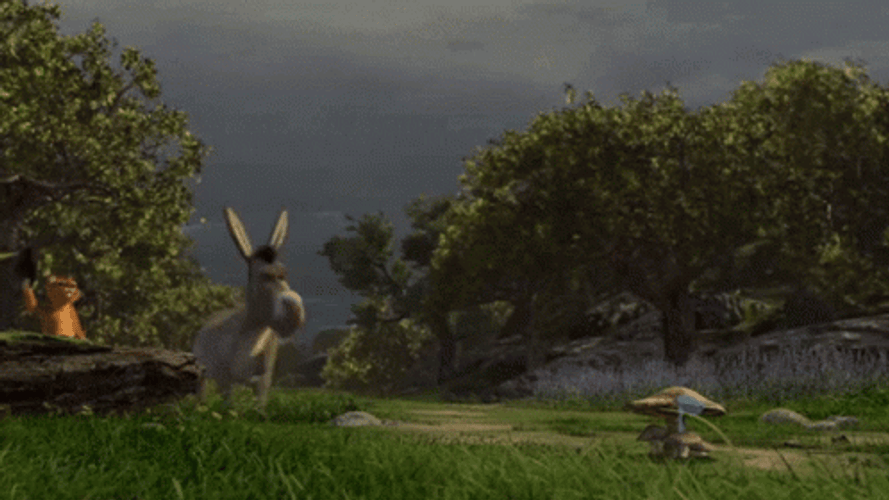Shrek Donkey Running Getting Dark Puss In Boots GIF
