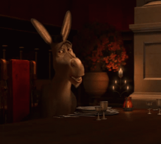 Shrek Donkey Thirsty Drinking Milk Dinner GIF
