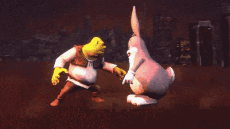 Shrek Fighting Big Chungus GIF