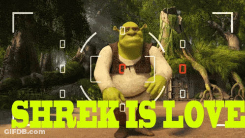 Shrek Is Love Is Displayed On A Screen With Shrek GIF